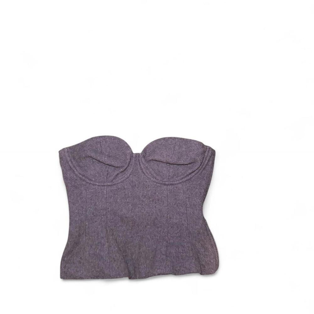 & Other Stories Grey Corset wool top with zipper closure